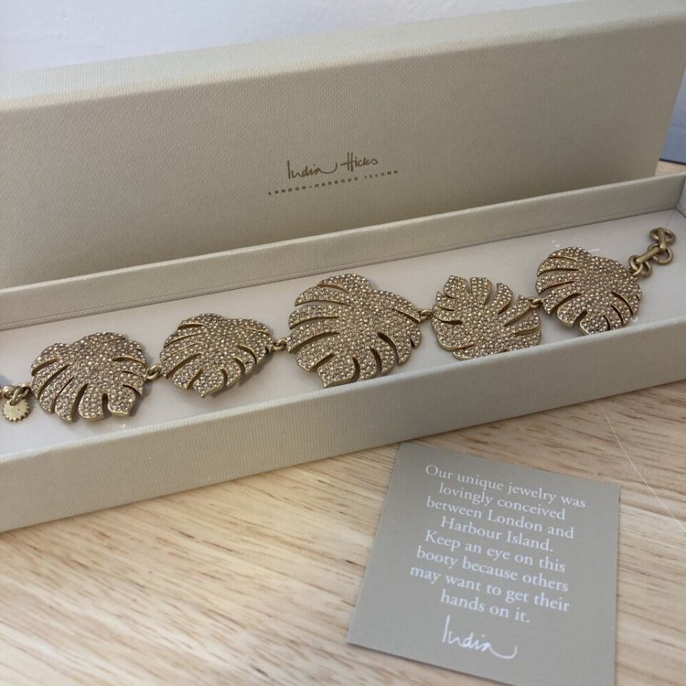 (SOLD) India Hicks Palm Leaf Bracelet, Gold NIB Retired Item HTF - Picture 2 of 6